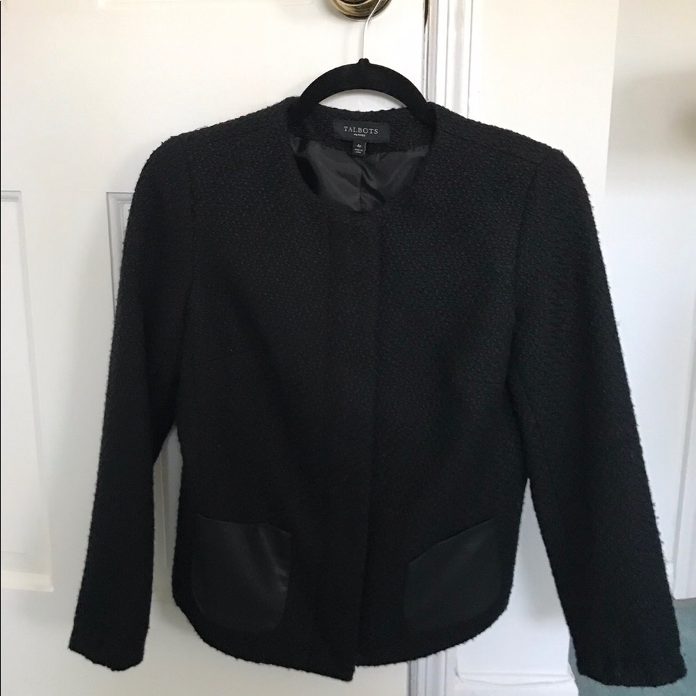 Black jacket with faux leather pockets
